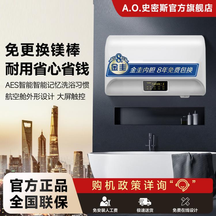 A.O.SMITH 史密斯电热水器家用洗澡60升80升EDX 支持半隐藏安装 遥控