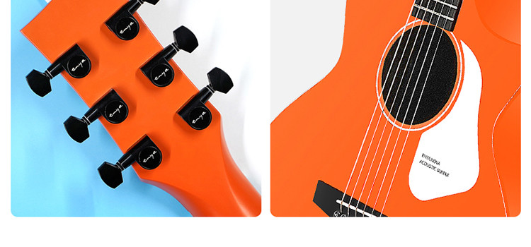 恩雅nova橙色全新款碳纤维全单吉他41英寸初学者民谣吉他