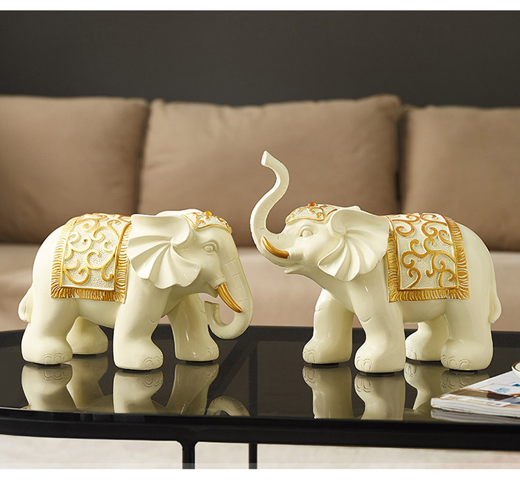 新中式一对象摆件书房办公室装饰品工艺品吉象如意开业乔迁礼物