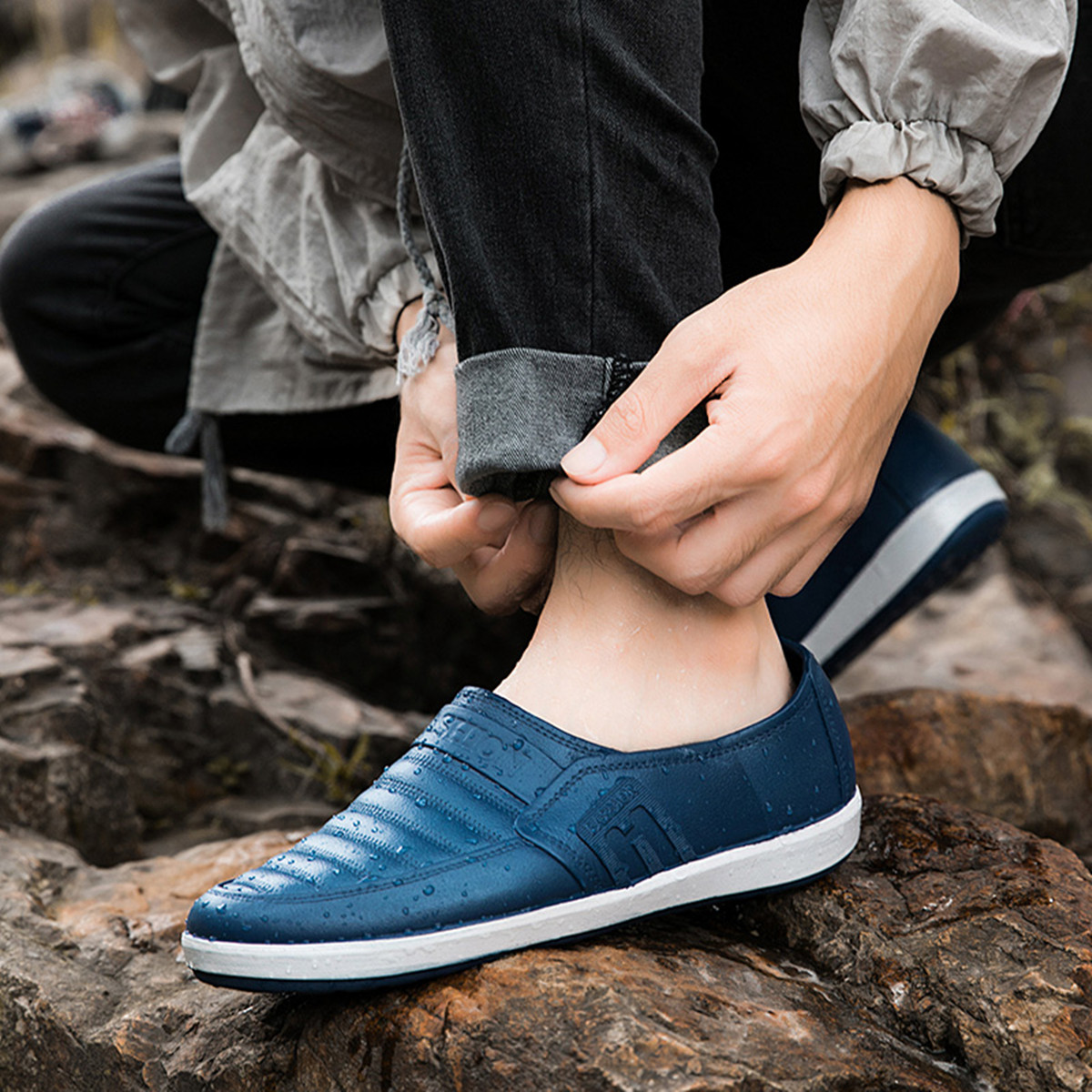 雨鞋男士春秋季低帮防水鞋平底防滑胶鞋短筒时尚成人水鞋男