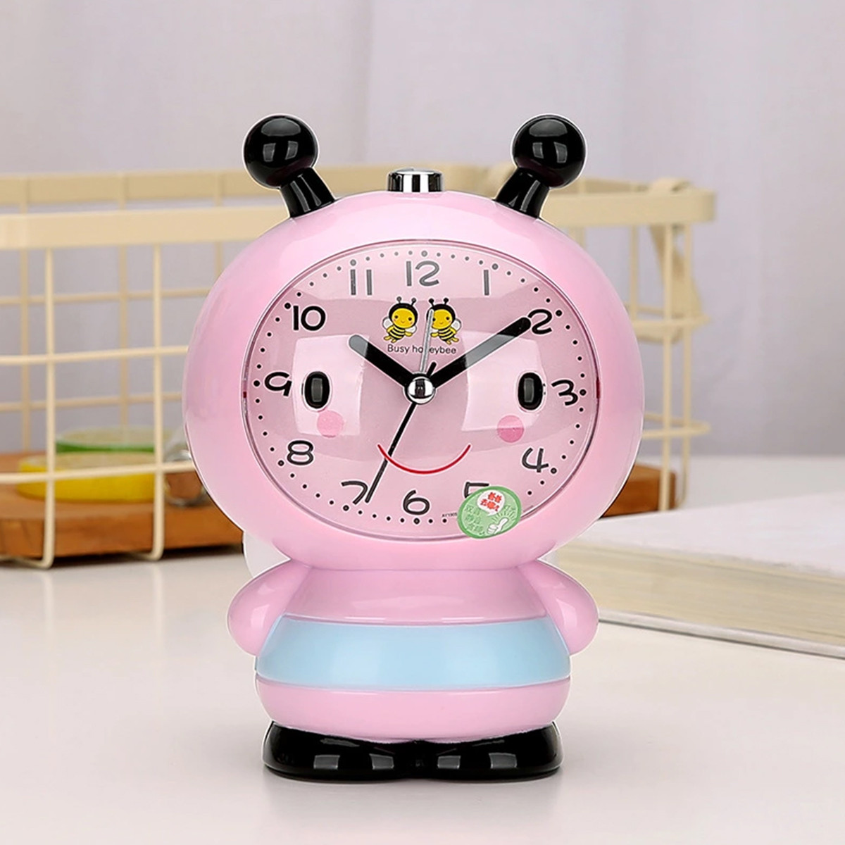 立体音乐闹钟有翅膀小蜜蜂静音闹钟 夜光灯儿童学生闹钟