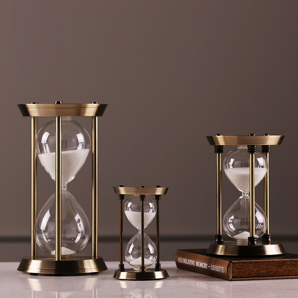 现代简约金属沙漏计时器摆件15/30/60分钟
