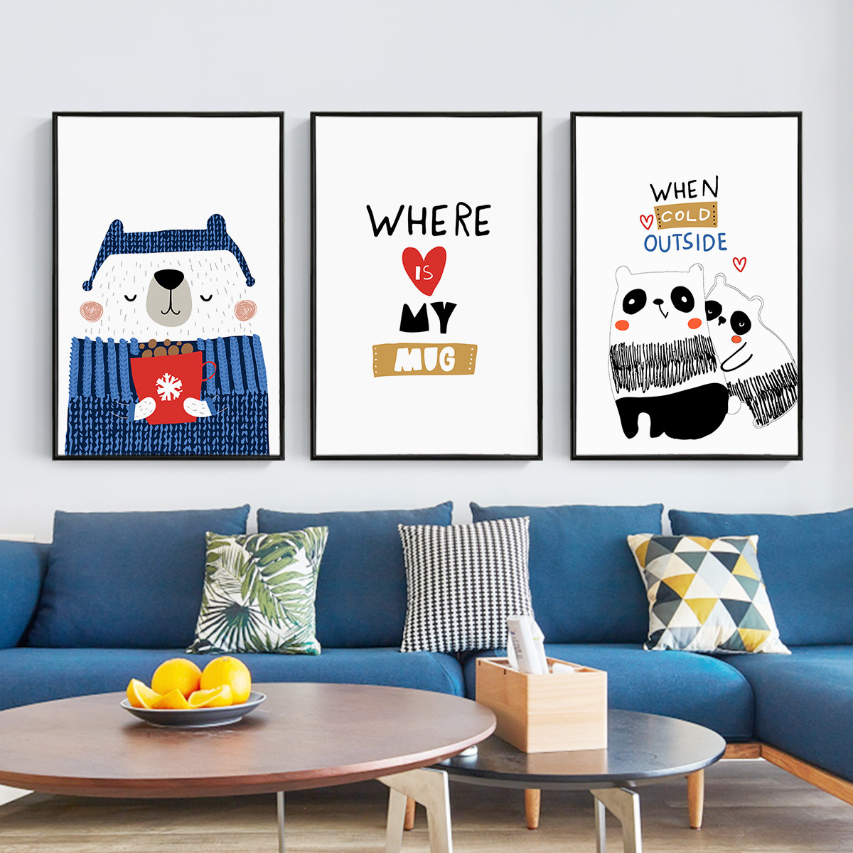 墙装饰画现代简约儿童房装饰画卡通壁床头画卧室挂画color动物童萌04