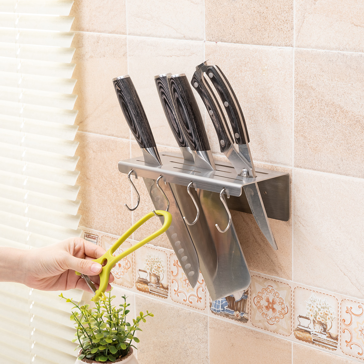 厨房插刀架304不锈钢壁挂式刀架置物架多功菜刀座收纳架免打孔