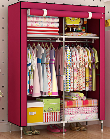 加高脚防潮布衣柜 单人简易衣柜 加固防尘儿童衣橱