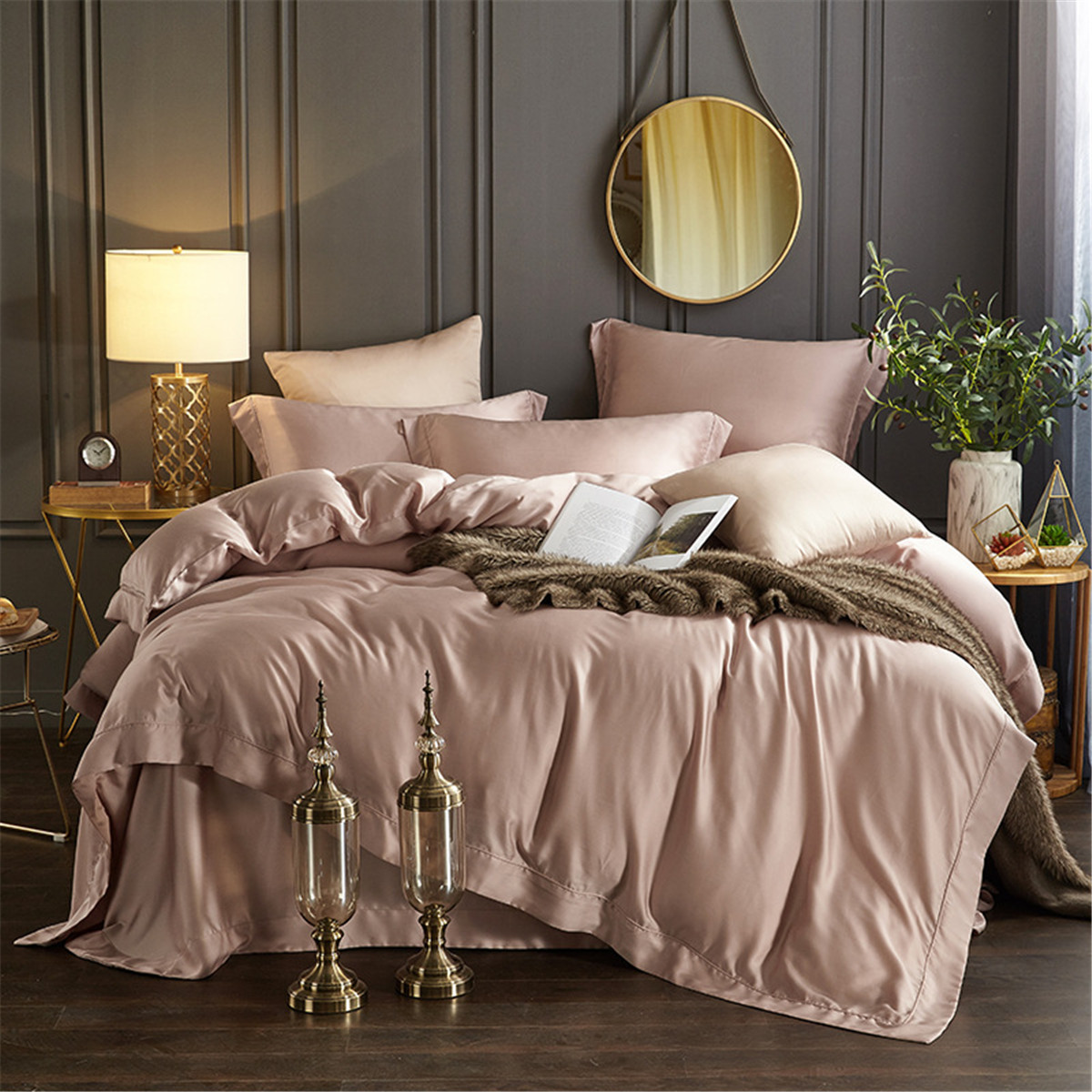 60支双面天丝素色四件套莱赛尔纯色床品床上用品