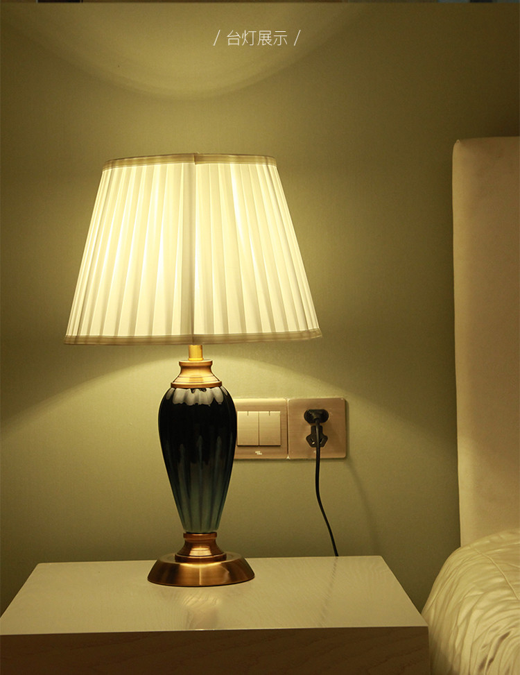 中式台灯台灯卧室床头灯创意浪漫简约现代陶瓷灯复古床头柜灯led网红
