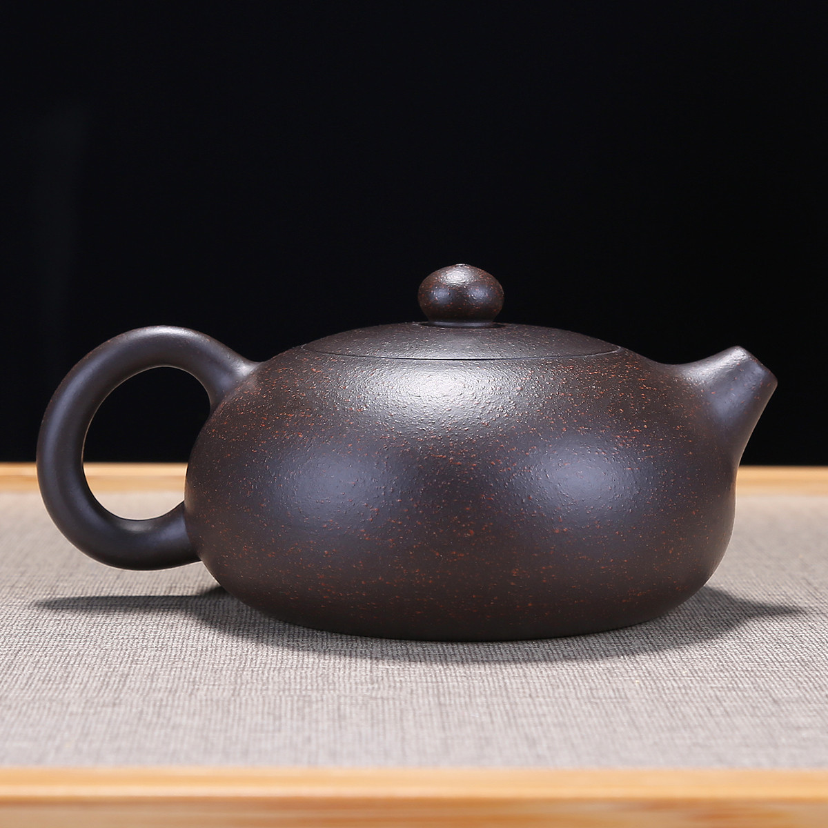 杜成平黑金砂泥扁西施紫砂壶 宜兴原矿手工功夫茶具套装泡茶壶