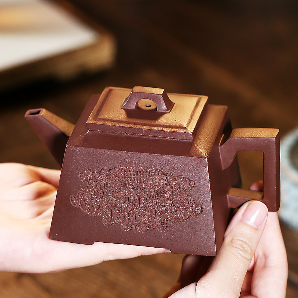 名家方艳玲紫泥升方紫砂壶宜兴原矿全手工茶具套装泡茶壶收藏证书