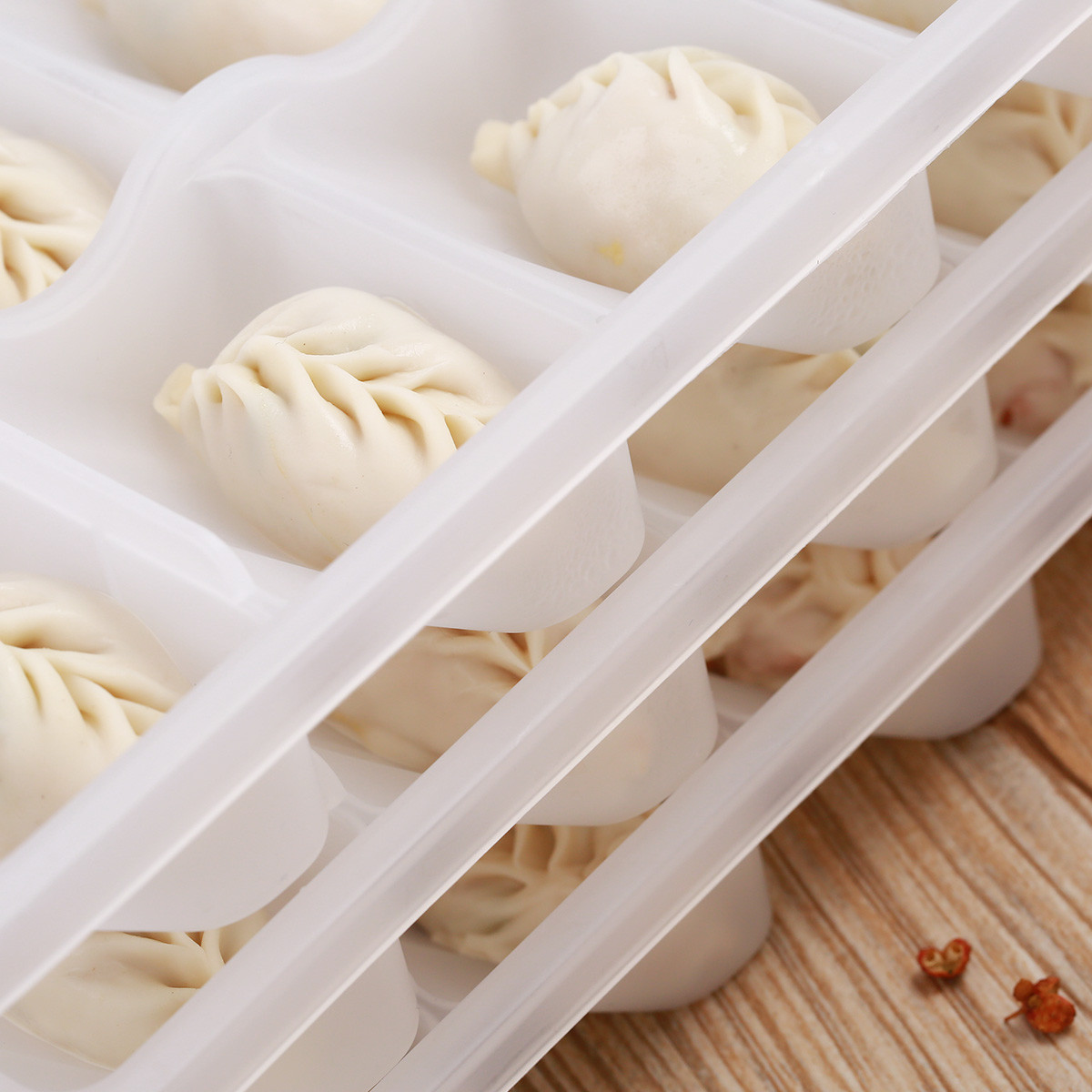 家用饺子盒饺子托冻饺子收纳盘装馄饨的盒子多层45格/60格/72格冰箱