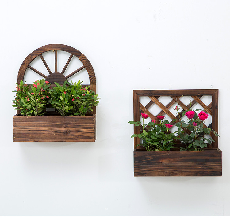 花盆花箱花盒室内园艺花盆壁挂花盆墙面装饰防腐木花盆