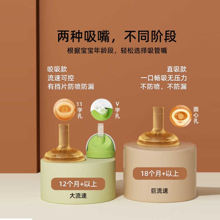安配 大流速吸管适用贝亲直饮吸管三代奶瓶配件宽口径ppsu玻璃学饮奶嘴