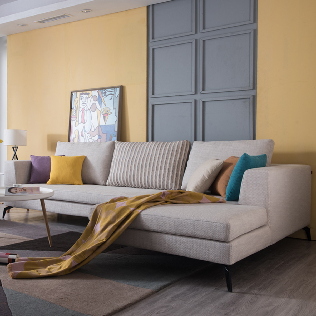 北欧现代简约客厅可拆洗布艺沙发