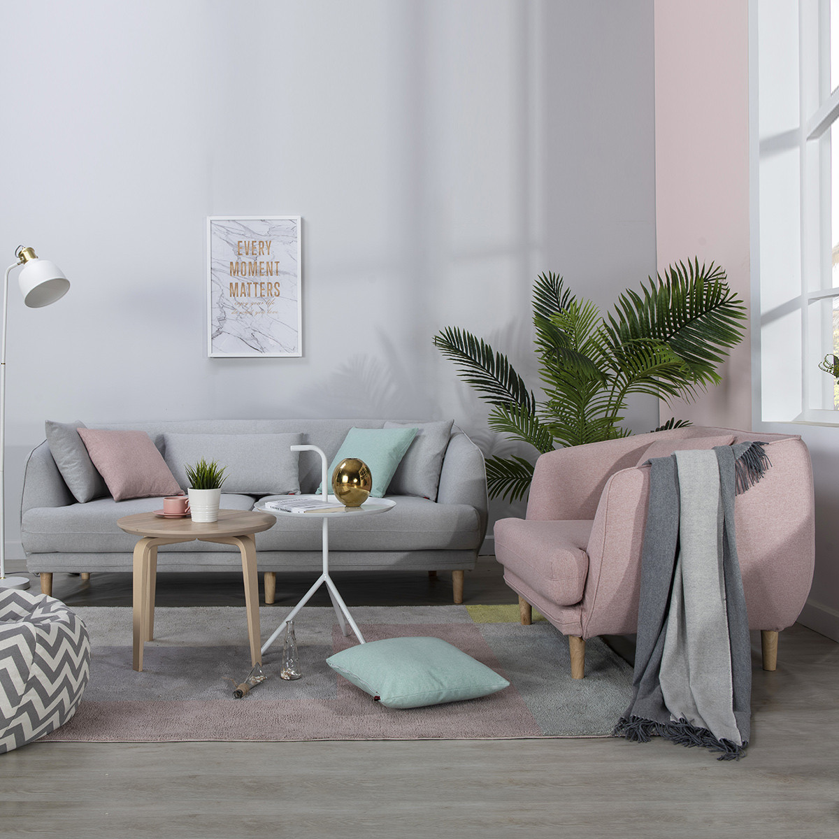 布艺沙发 马卡龙色系可拆洗布艺沙发 客厅家具