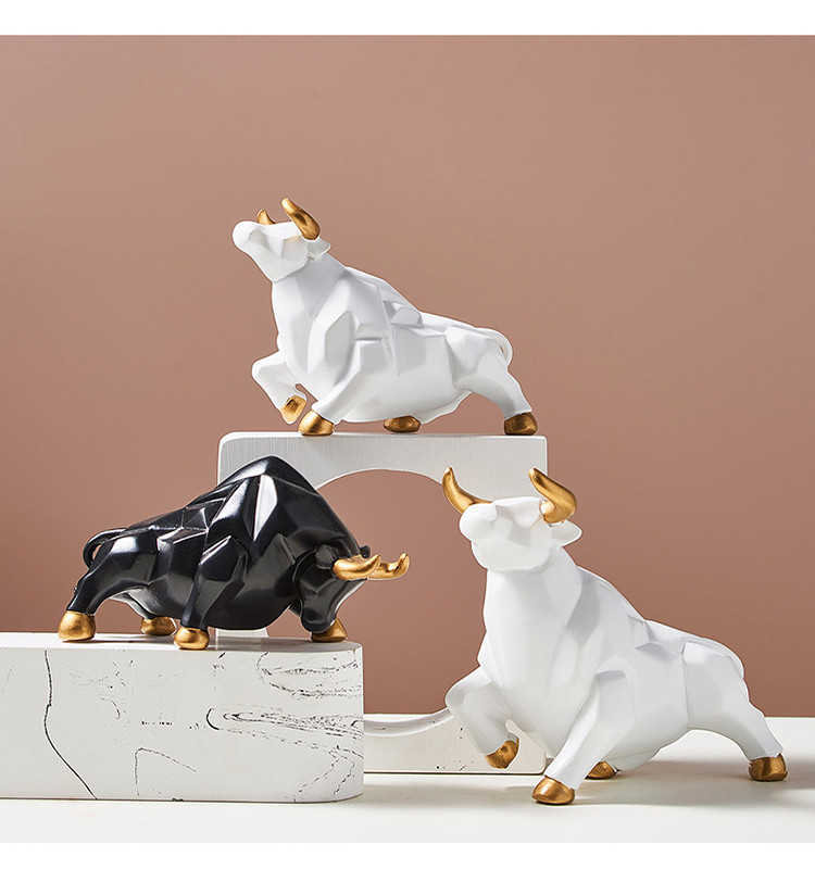 北欧风几何牛摆件轻奢客厅卧室办公室家居装饰品新年招财寓意礼物