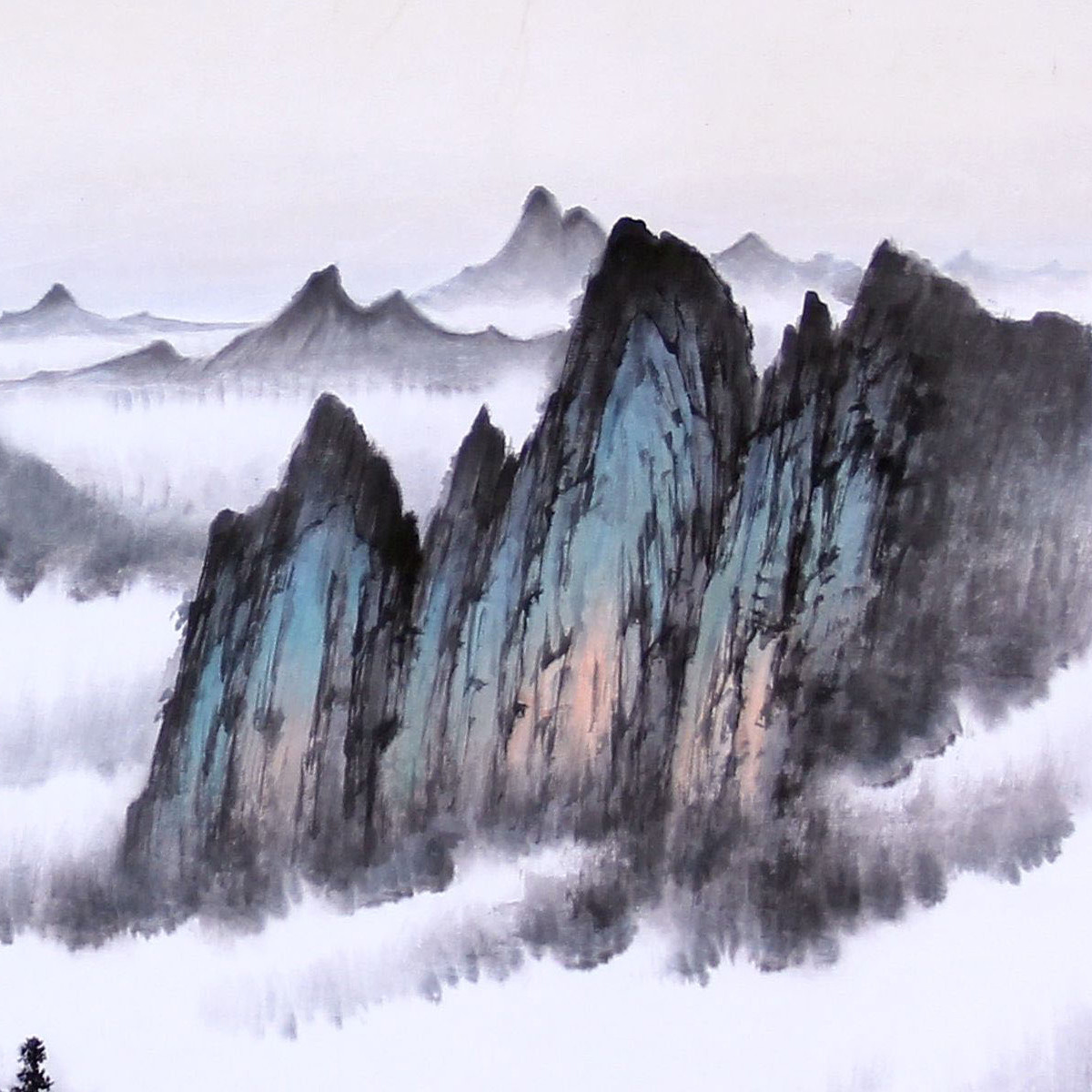 艺术家手绘真迹 张栋 万仞有无中 山水国画 138*68 中国画装饰画墙画