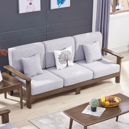 可可罗曼北欧全实木沙发组合1 2 3现代简约三人木质小沙发经济型木