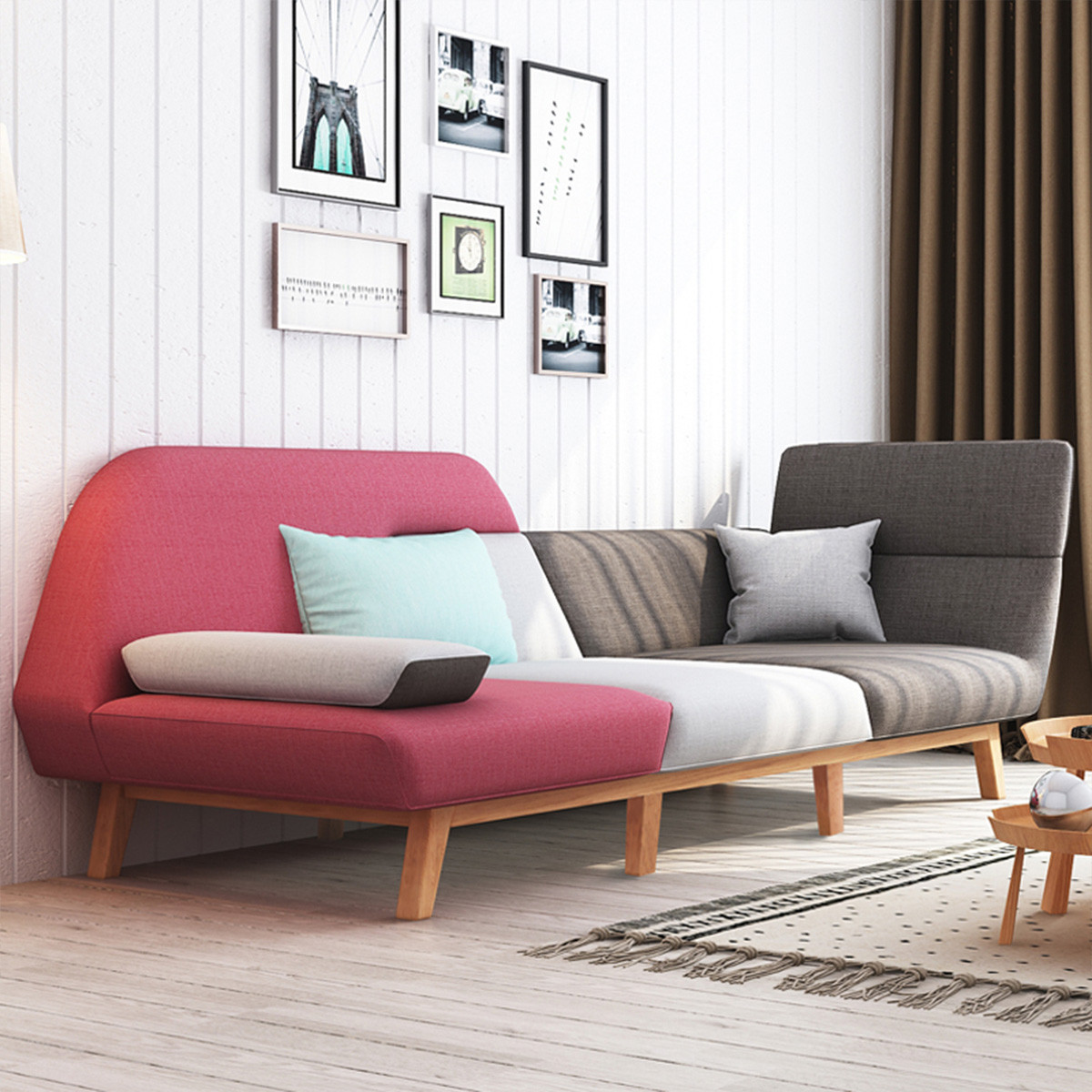 沙发 北欧现代简约可拆洗创意三人位布艺沙发