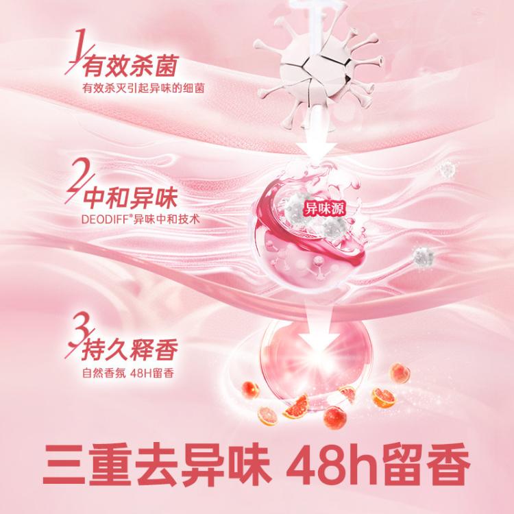 Dettol 【衣物杀菌留香】滴露自然消毒液 白桃与葡萄柚香氛1L*2+湿巾10片