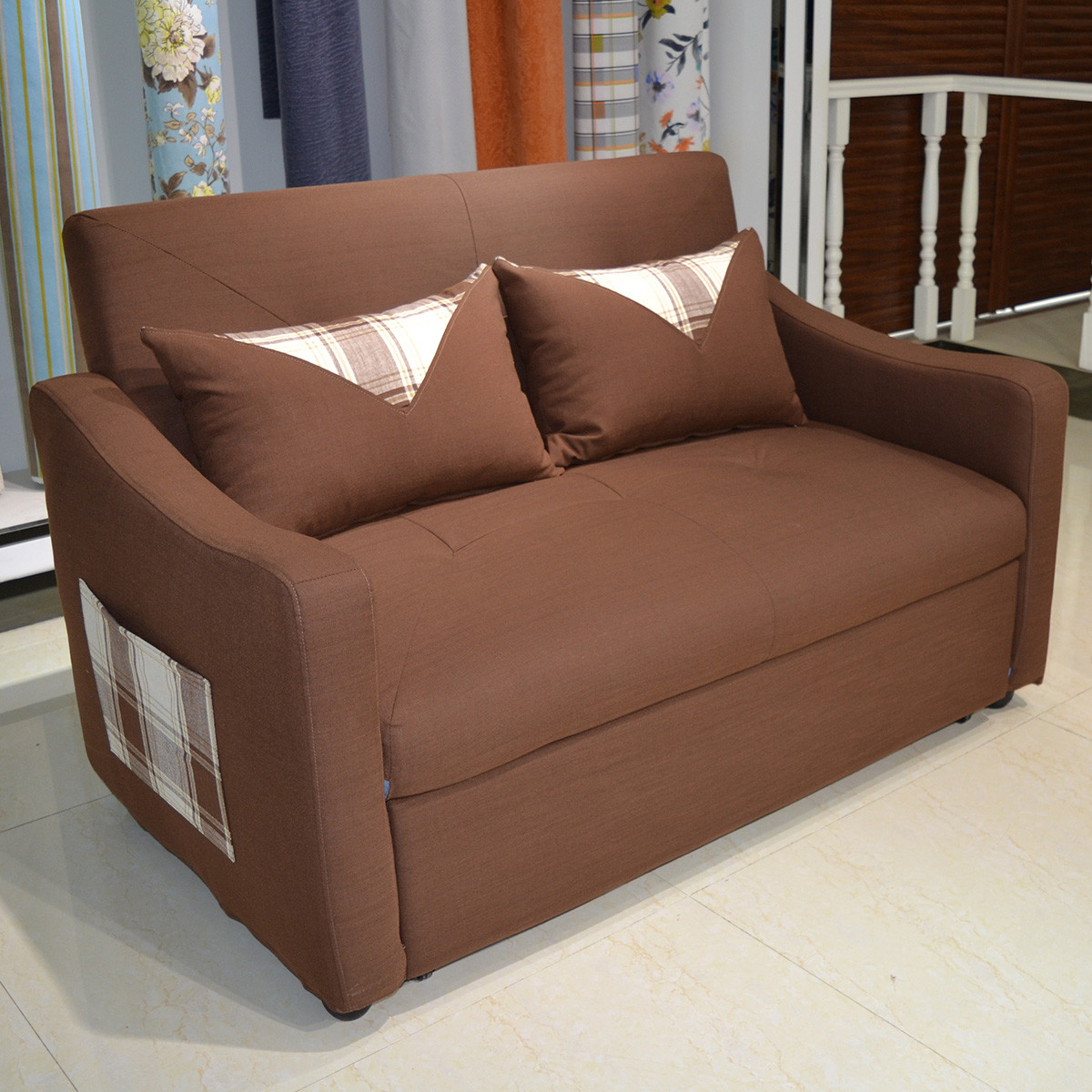 苏素 沙发床北欧简约多功能可折叠1.5米布艺小户型坐卧两用双人沙发