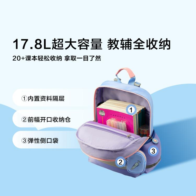 新秀丽 防泼水儿童书包外出小学生书包减负轻盈背包大容量双肩包TU7
