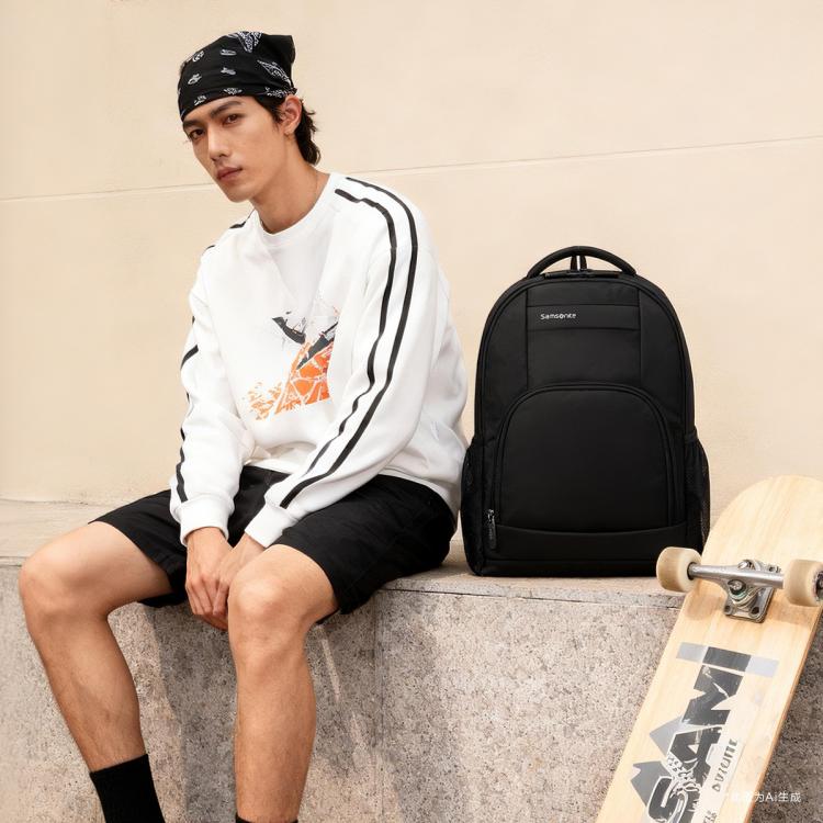 新秀丽 双肩包男时尚休闲背包高端商务大容量电脑包36B10