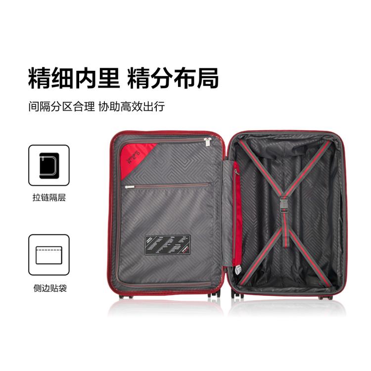 新秀丽 【时尚条纹】大容量拉杆箱男女旅行箱轻便红色旅行箱婚嫁箱 GN0