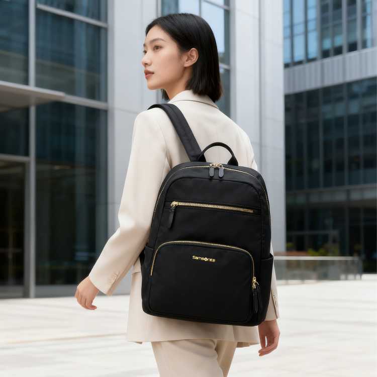 新秀丽 【百搭通勤】双肩包女士商务通勤休闲大容量织物高颜值书包TU8