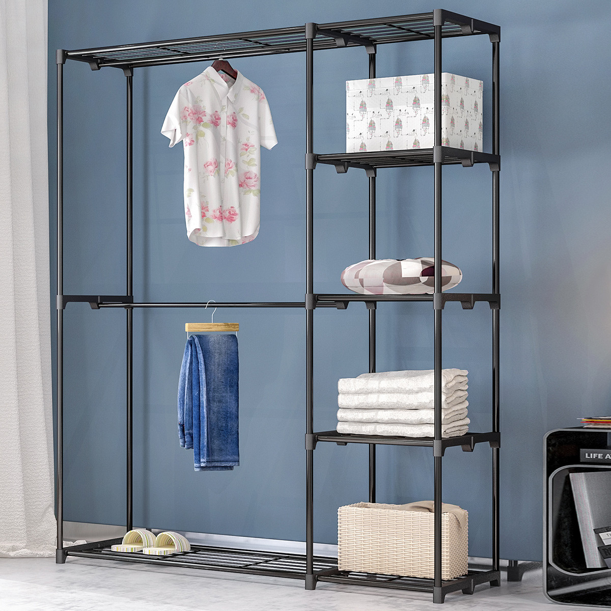 亚思特简易衣柜钢管加粗加固布衣柜布艺简约现代经济型组装衣橱收纳