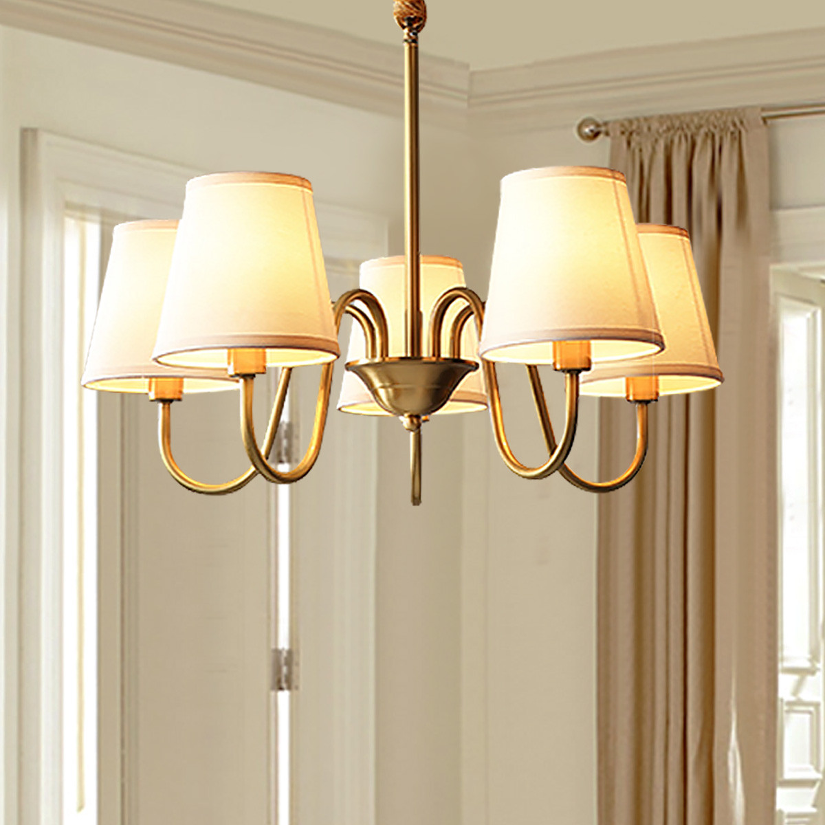 全铜吊灯具美式轻奢客厅吊灯饰卧室灯餐厅灯全铜灯客厅灯