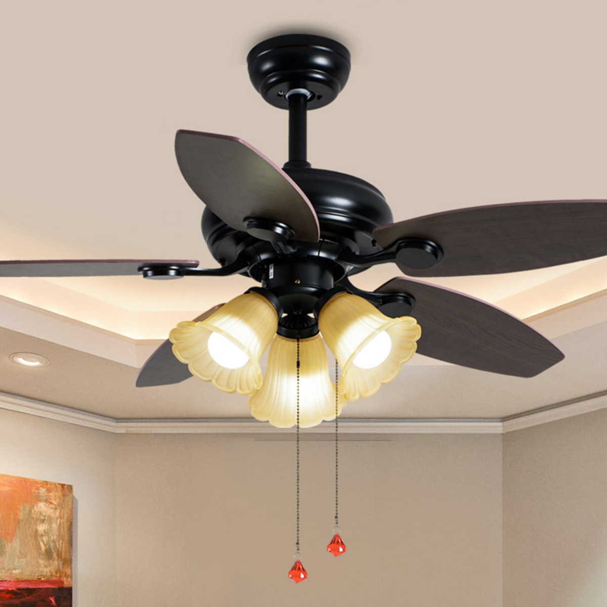 吊扇灯 风扇灯 客厅饭厅卧室装饰风扇吊灯美式复古欧式餐厅吊灯具