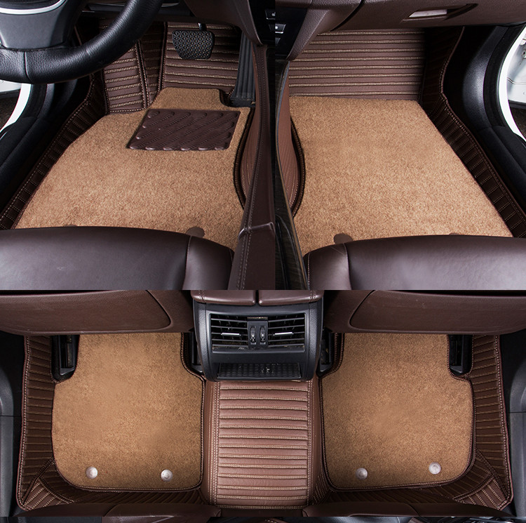 汽车脚垫 汽车用品 小荔枝横条丝圈专车专用皮革脚垫双层大包围全包围