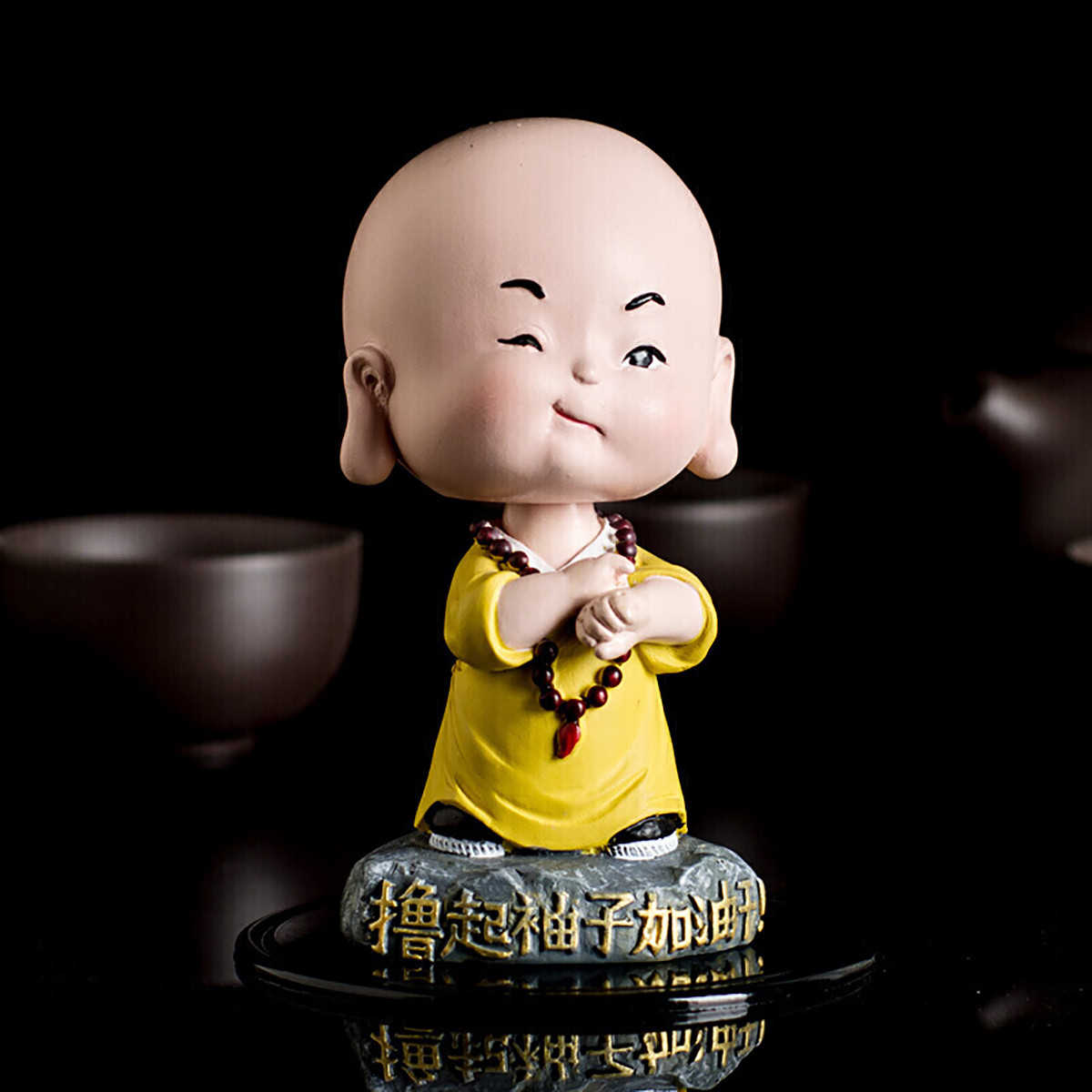 汽车摆件小沙弥卡通创意摇头小和尚 车载摆件车内饰品公仔弥勒 可爱