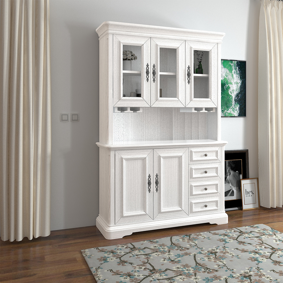 白色美式全实木酒柜进口橡木酒橱欧式美式实木餐厅家具