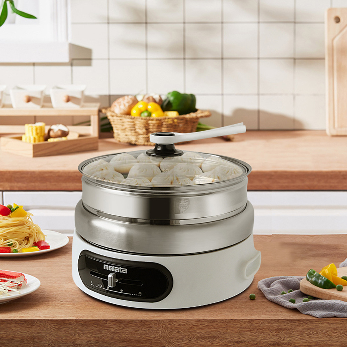 多功能电火锅分体式电煮锅不粘电热锅家用电炒锅电蒸锅火锅