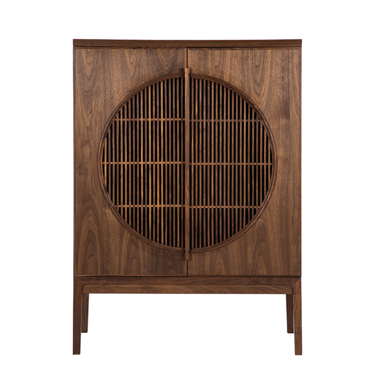 禅意新中式鞋柜餐边柜玄关柜黑胡桃家具原木实木书柜门厅柜