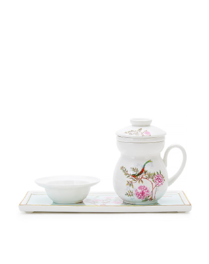 玛戈隆特中国花园大滤茶器茶具套装 家用骨瓷茶具 礼盒包装