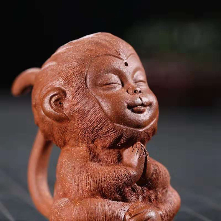 宜兴创意大圣紫砂摆件 紫砂小猴子孙悟空可爱茶宠