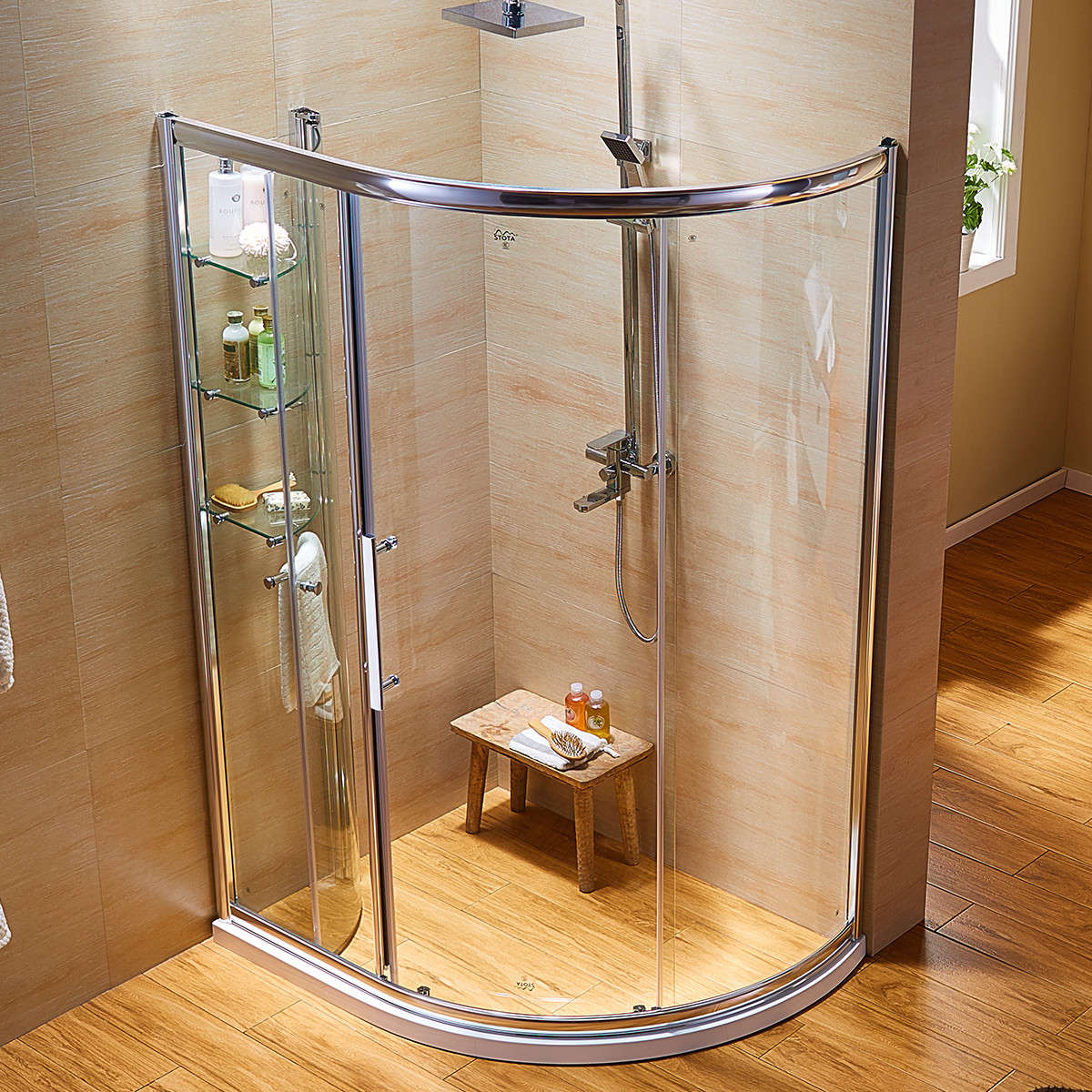 弧形整体淋浴房定制浴室钢化玻璃移门简易隔断屏风