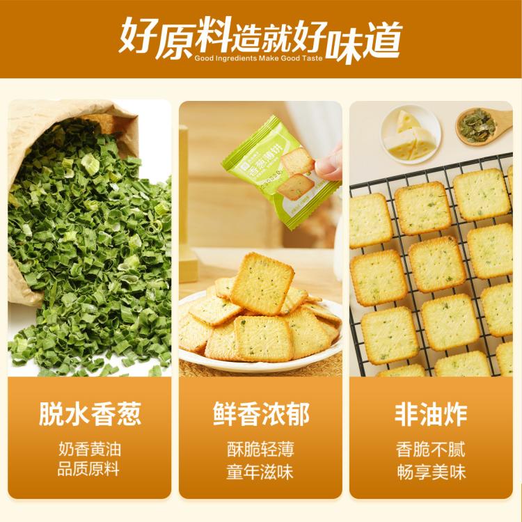良品铺子 【约40小包】香葱薄饼480g薄脆饼干办公室零食代餐早餐
