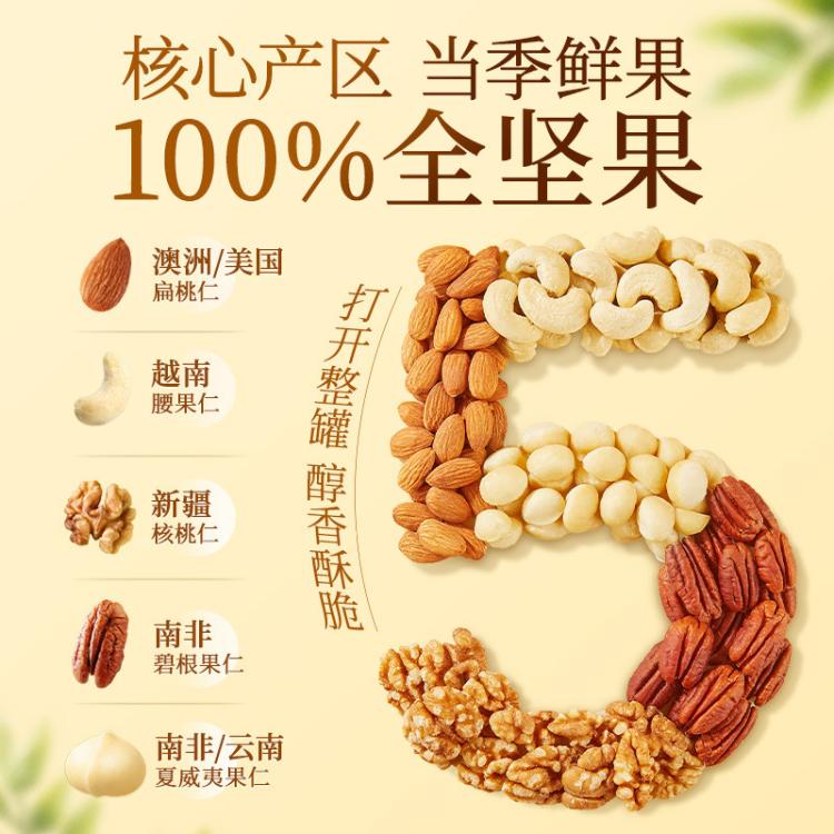 良品铺子 【5种纯坚果】每日坚果混合果仁500g纯坚果罐装健康孕妇休闲零食 图 5