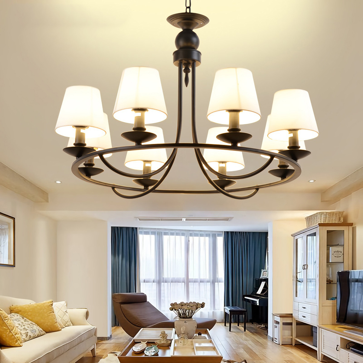 美式吊灯田园风格简约现代客厅灯铁艺咖啡厅卧室餐厅灯具