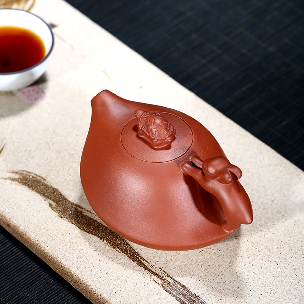 宜兴纯全手工紫砂壶茶壶具名家高工韩老师原矿朱泥龟兔赛跑