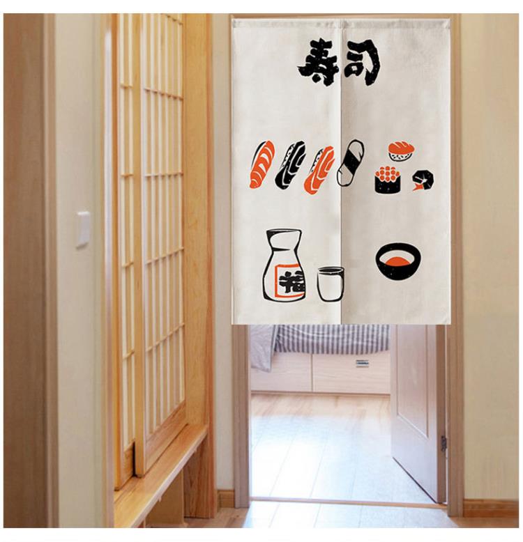 日式门帘定制日料餐厅厨房布艺棉麻装饰半帘玄关隔断帘磁性门帘