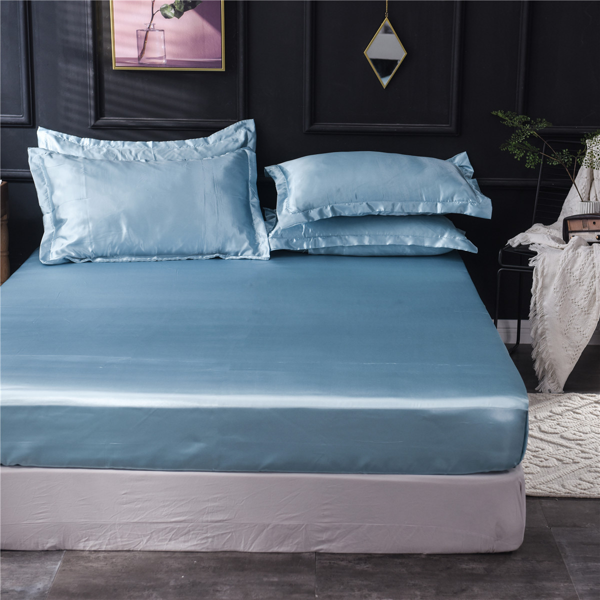 床笠丝绸席梦思床罩保护套床垫罩蚕丝床套双人单人防滑冰丝