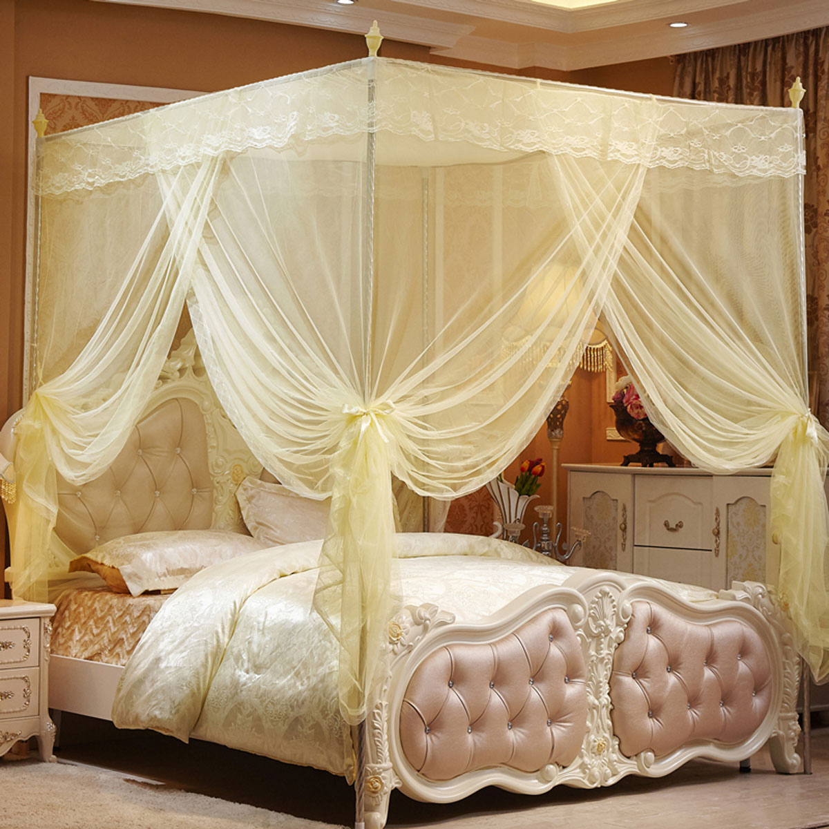 宫廷蚊帐三开门1.8米1.5米蛟帐1.2米床2.0m床文帐2.0*2.