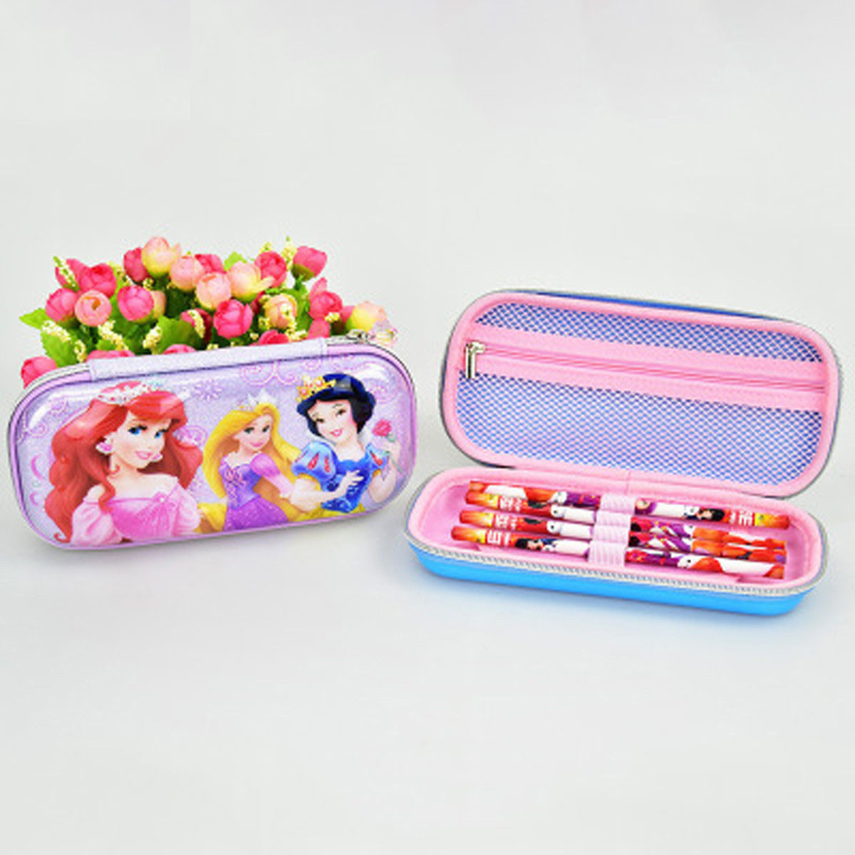 迪士尼新款公主系列 学生大容量笔袋 女生多功能铅笔文具盒