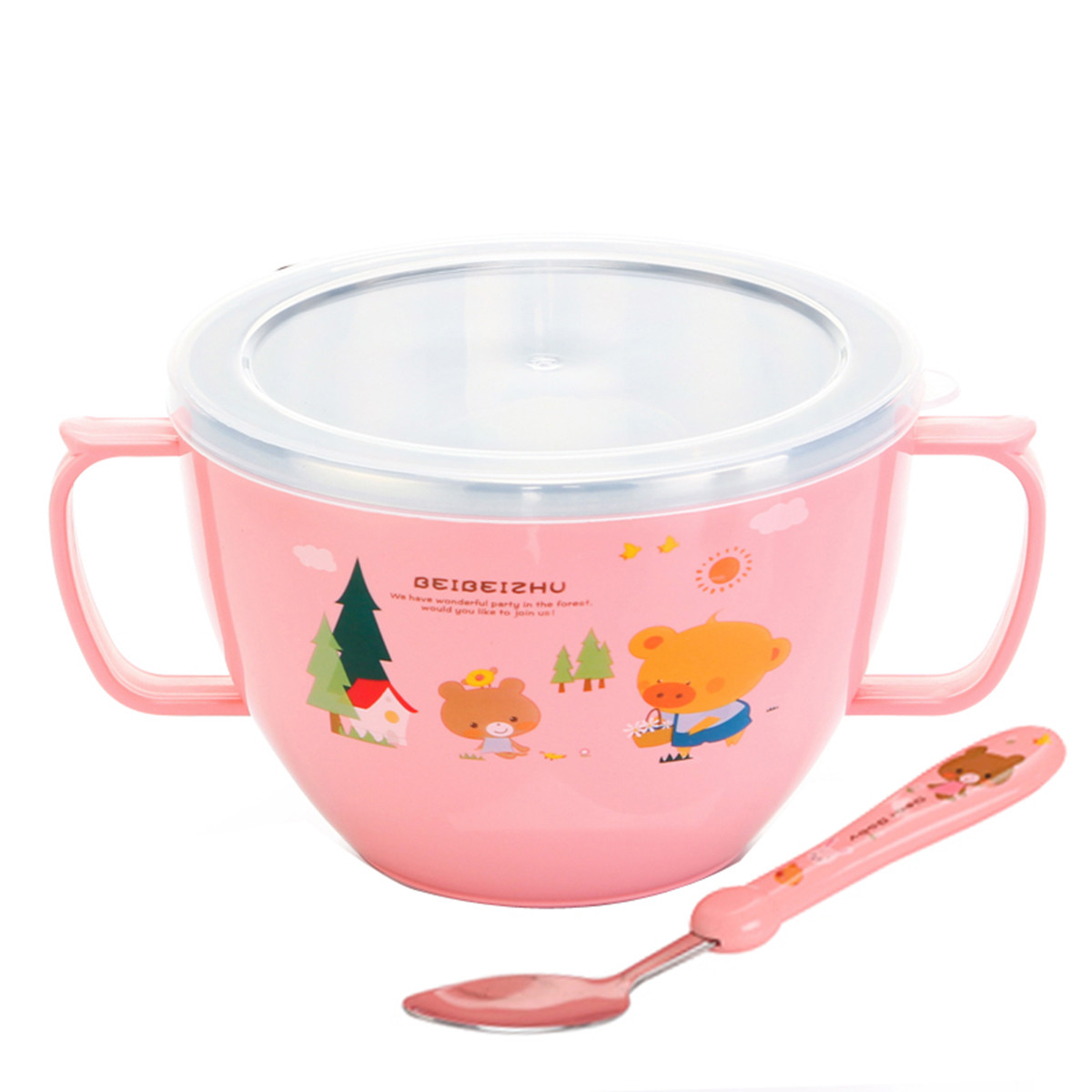 儿童餐具不锈钢吃饭碗小孩餐具婴儿带盖辅食碗防摔隔热碗