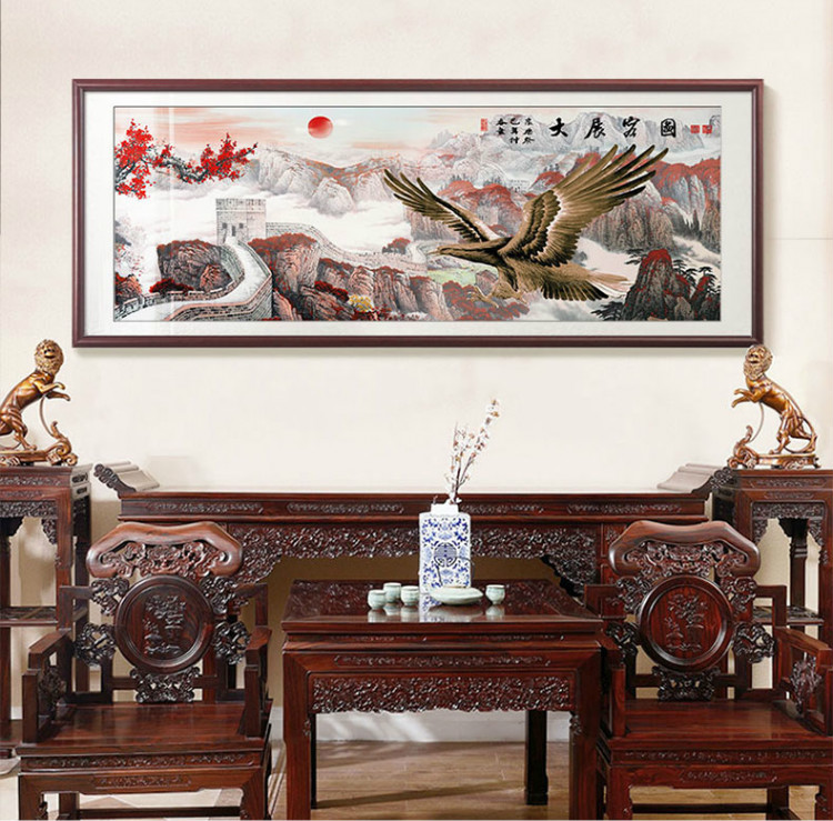 大展宏图挂画鹏程万里字画新中式客厅办公室装饰画招财壁画