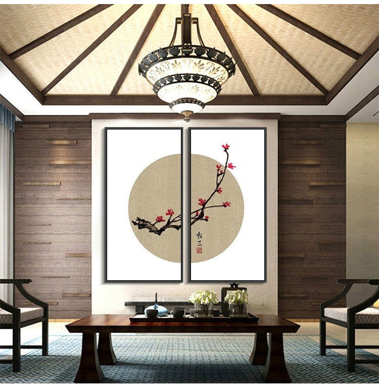 入户玄关装饰画新中式客厅沙发背景墙面挂画中国风禅意餐厅墙壁画